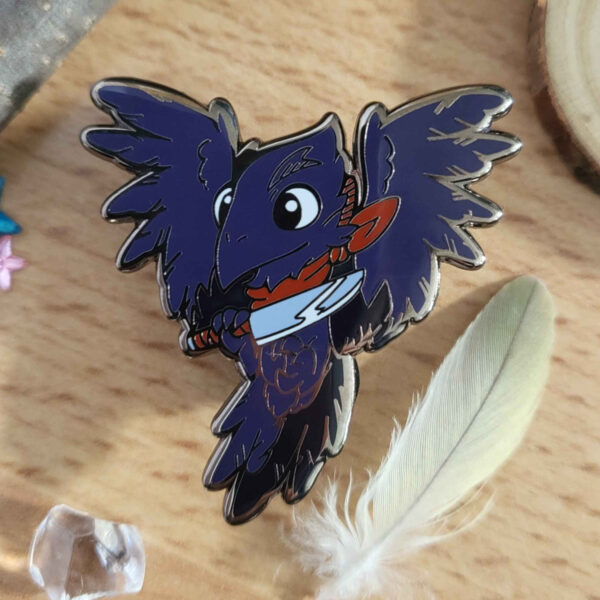 Crowfully Menacing - Flying Knife Crow - Enamel Pin